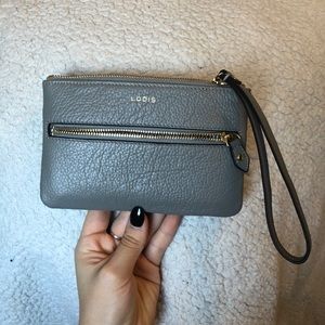 New Lodis Gray Leather wristlet wallet